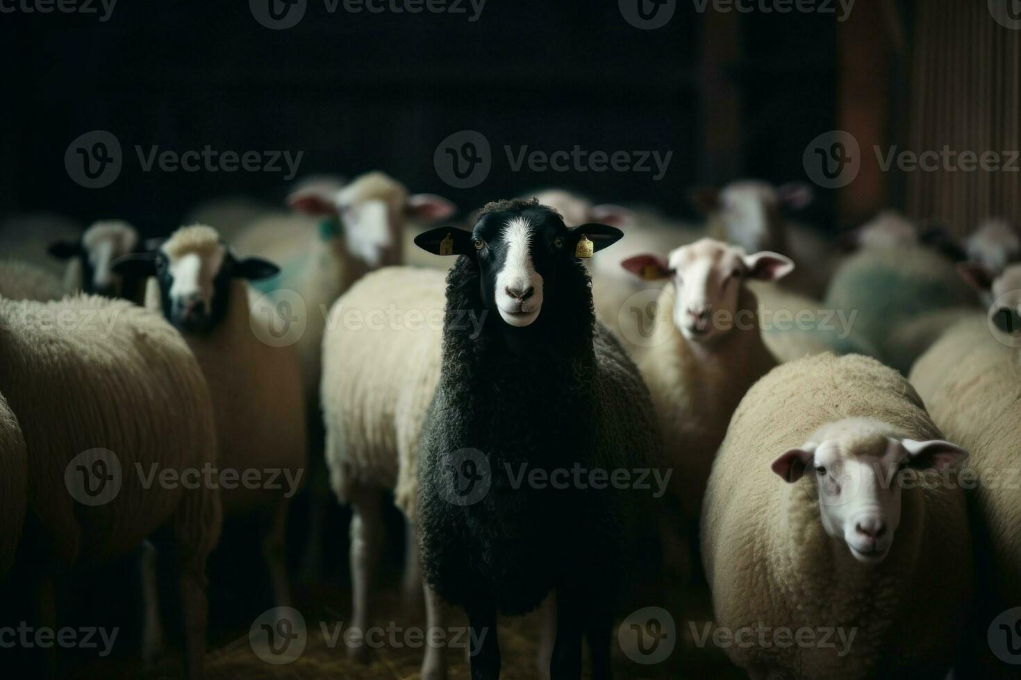 Sheep barn black. Generate Ai photo