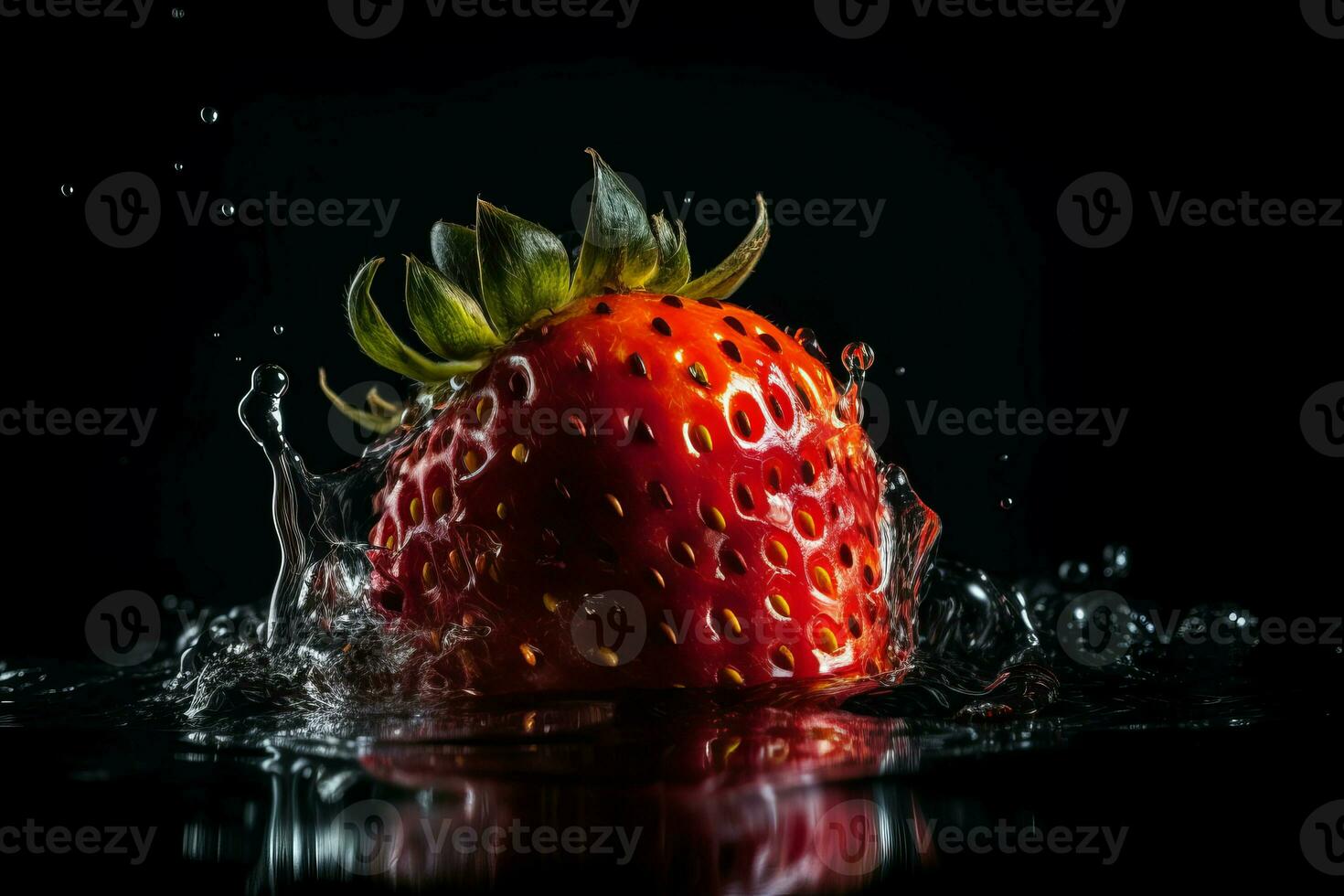 Wet strawberry fruit. Generate Ai photo