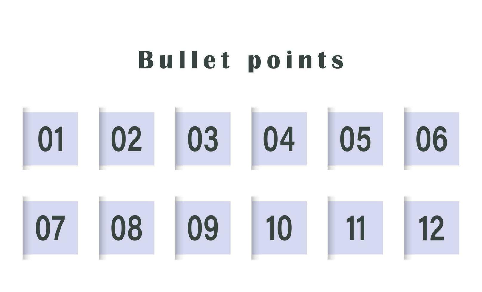 Bullet points grey, numbers from 1 to 12. Infographics. Vector design.