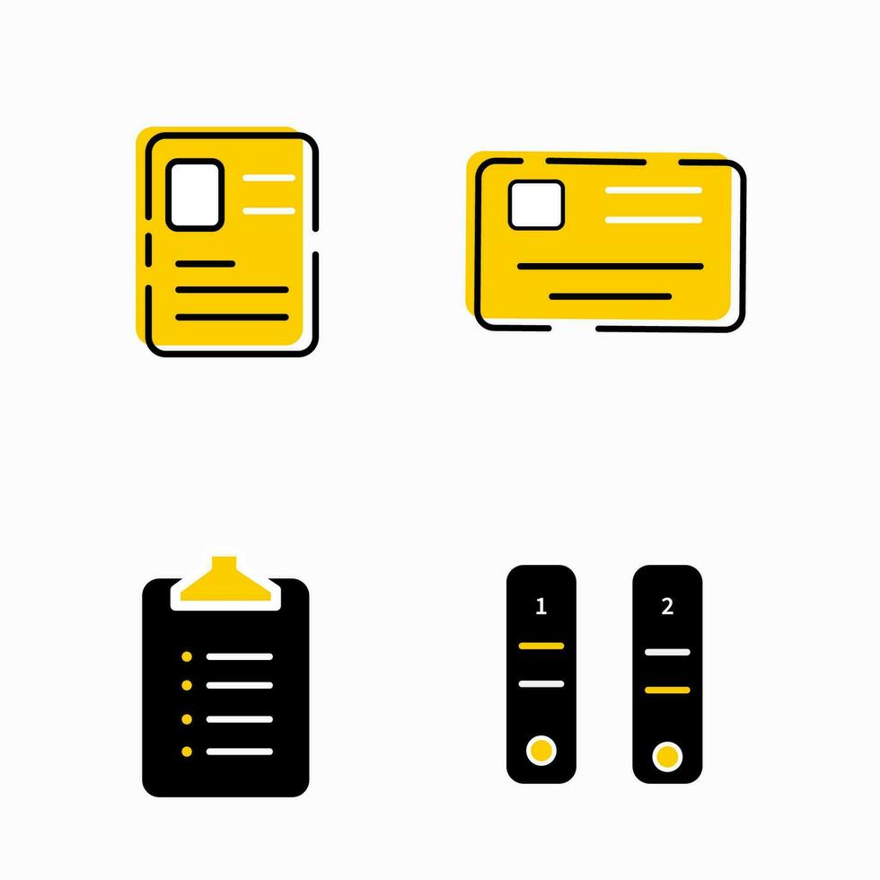 amarillo documento icono colección conjunto en sencillo línea estilo vector