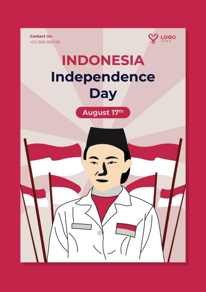 Indonesia independencia día folleto diseño vector