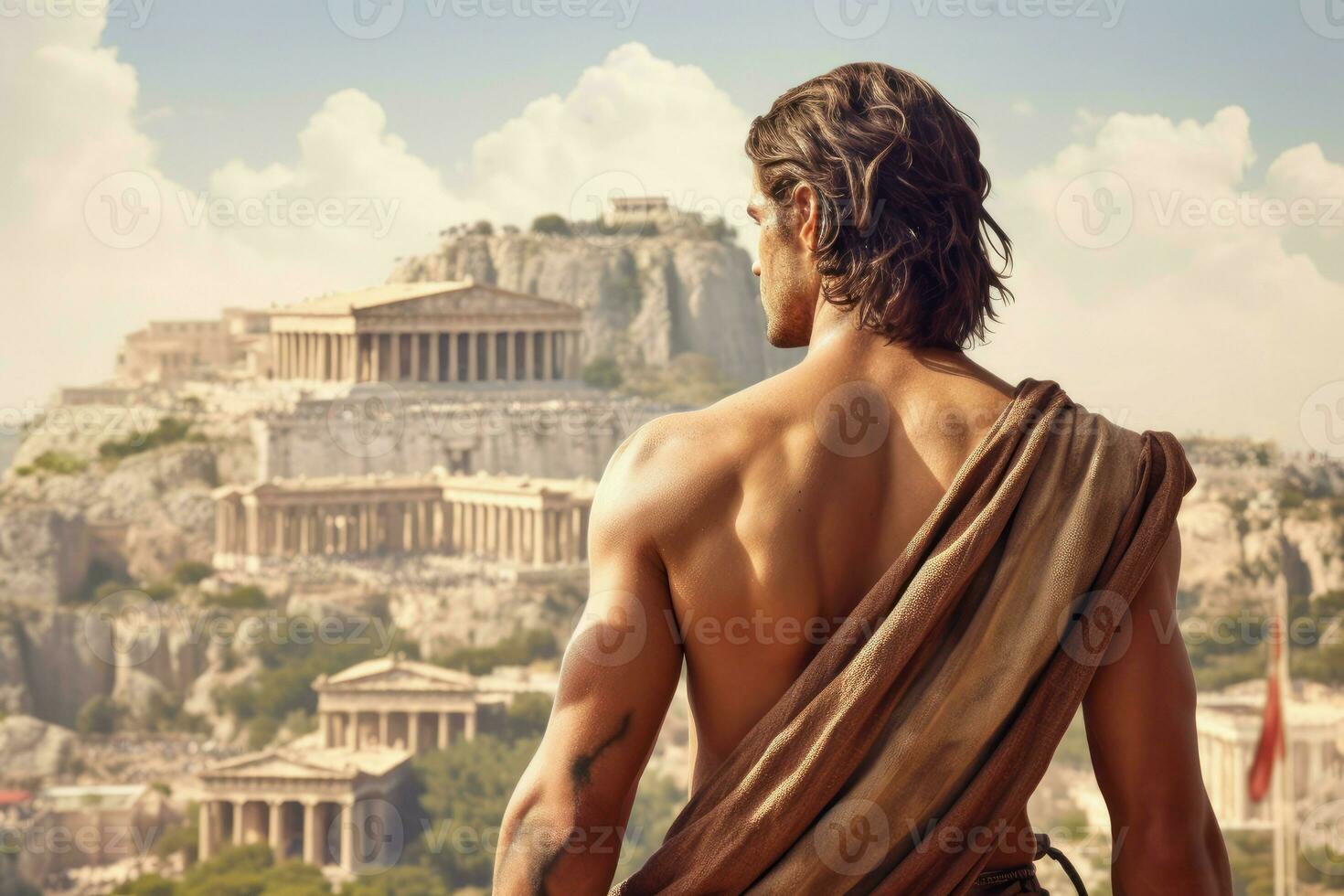 Greek man ancient city. Generate Ai photo