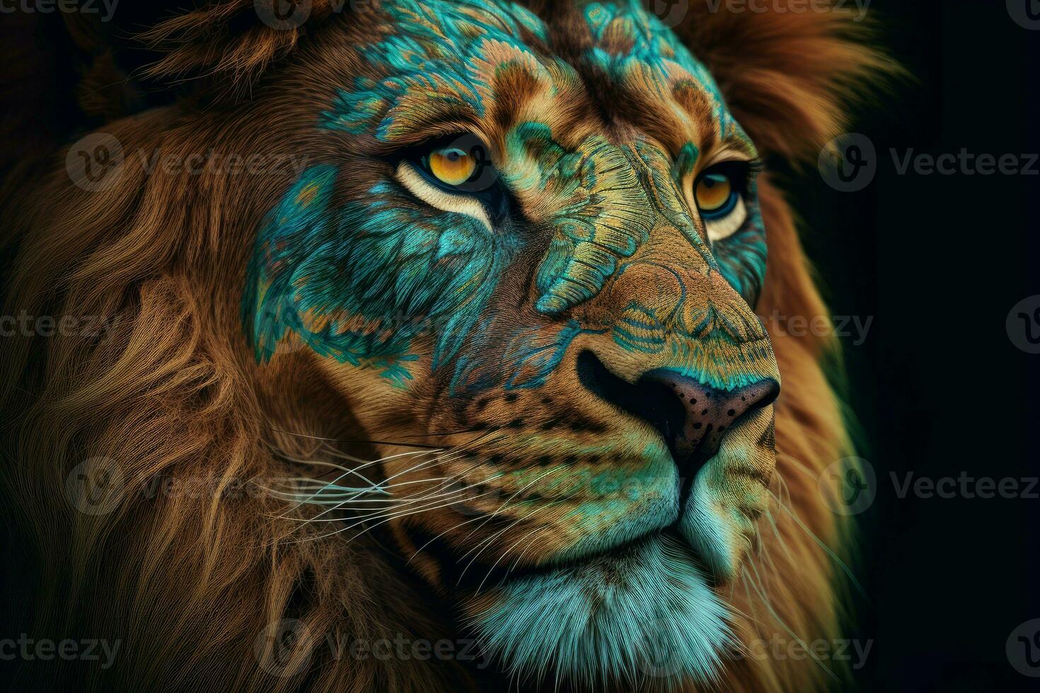 Lion head geometric. Generate Ai photo