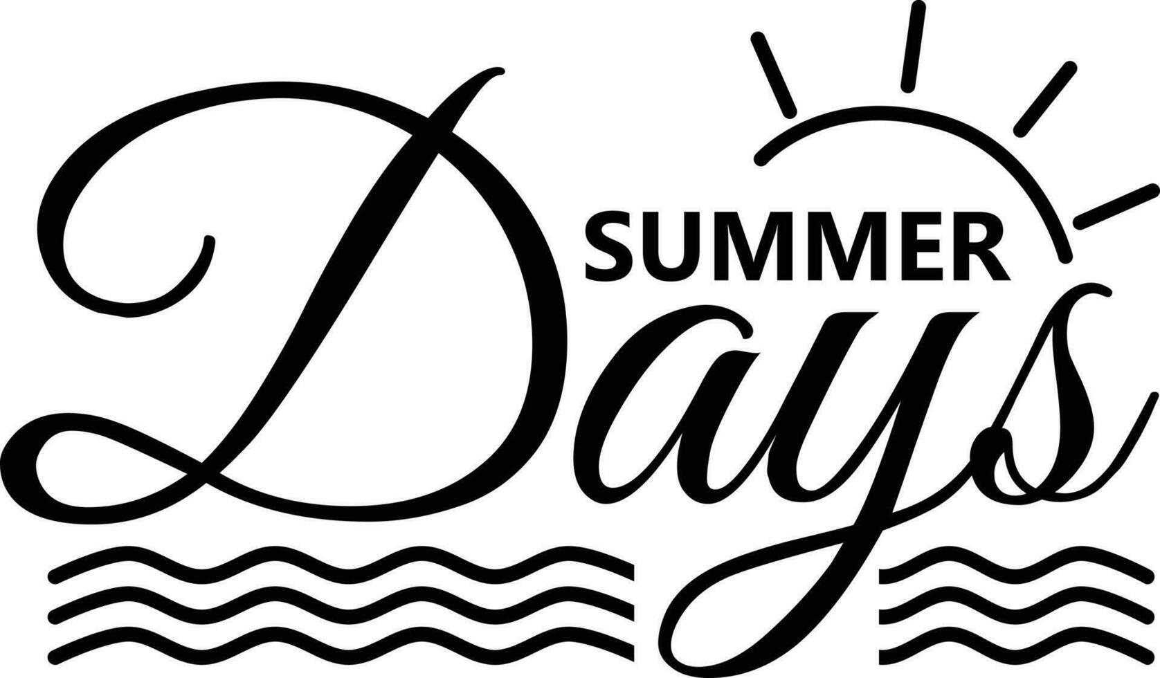 Summer Days vector lettering with sun and sea icon, vector illustration isolated on white