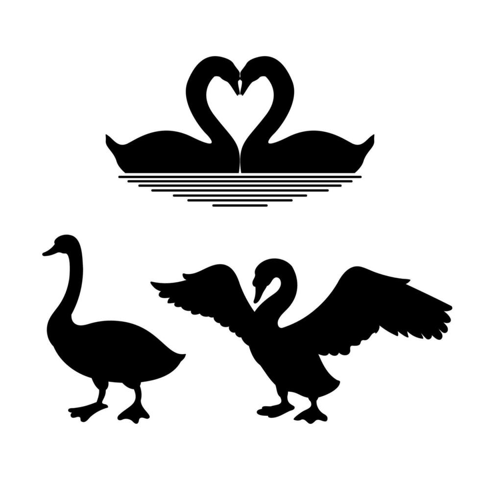 swan silhouette collection vector