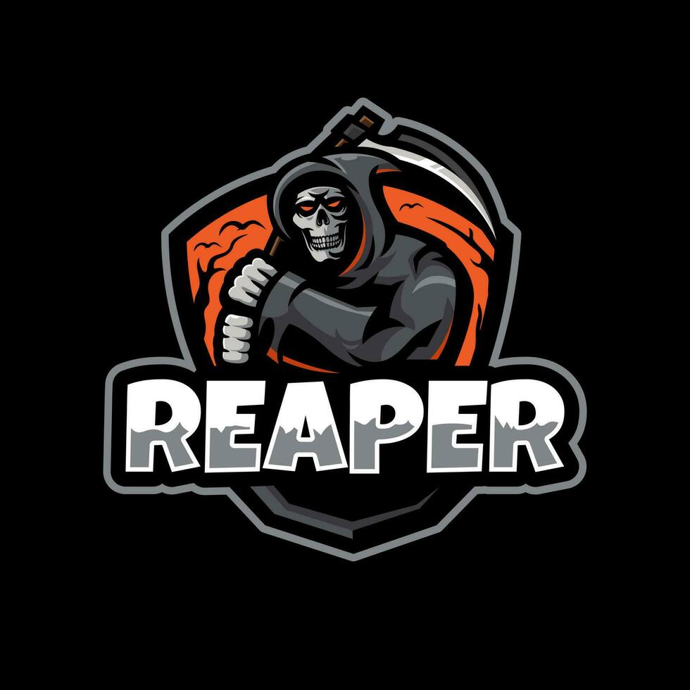 Grim Reaper holding sickle esport mascot logo design vector