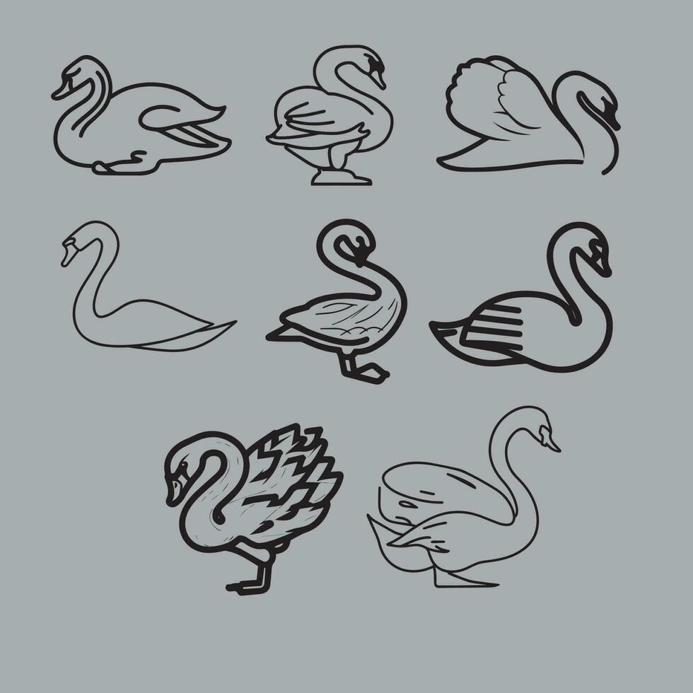 cisne contorno icono aislado línea Arte vector ilustración