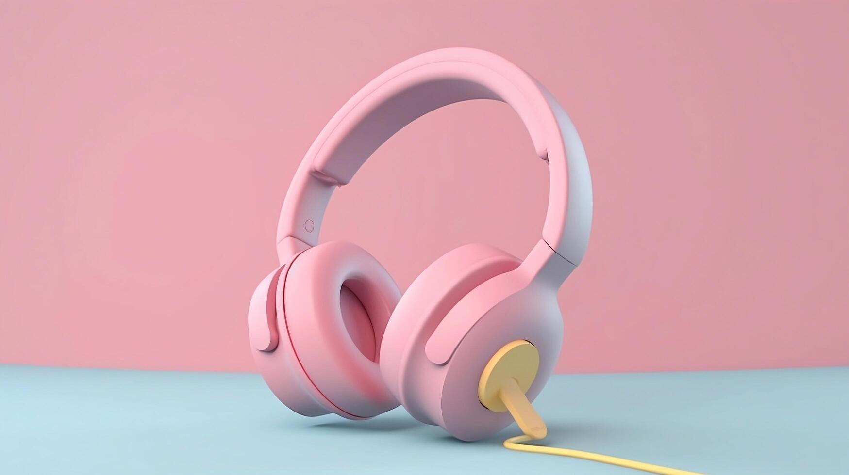 3d representación de auriculares en pastel antecedentes. música concepto. generativo ai foto. foto