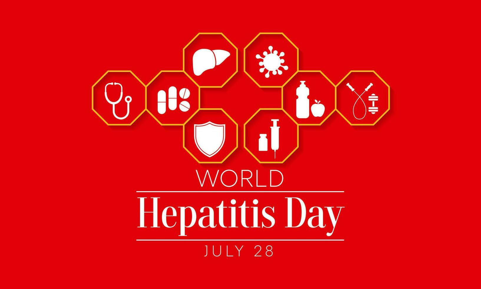 World Hepatitis day is observed every year on July 28, When the liver is inflamed or damaged, its function can be affected and certain medical conditions can cause hepatitis. Vector illustration