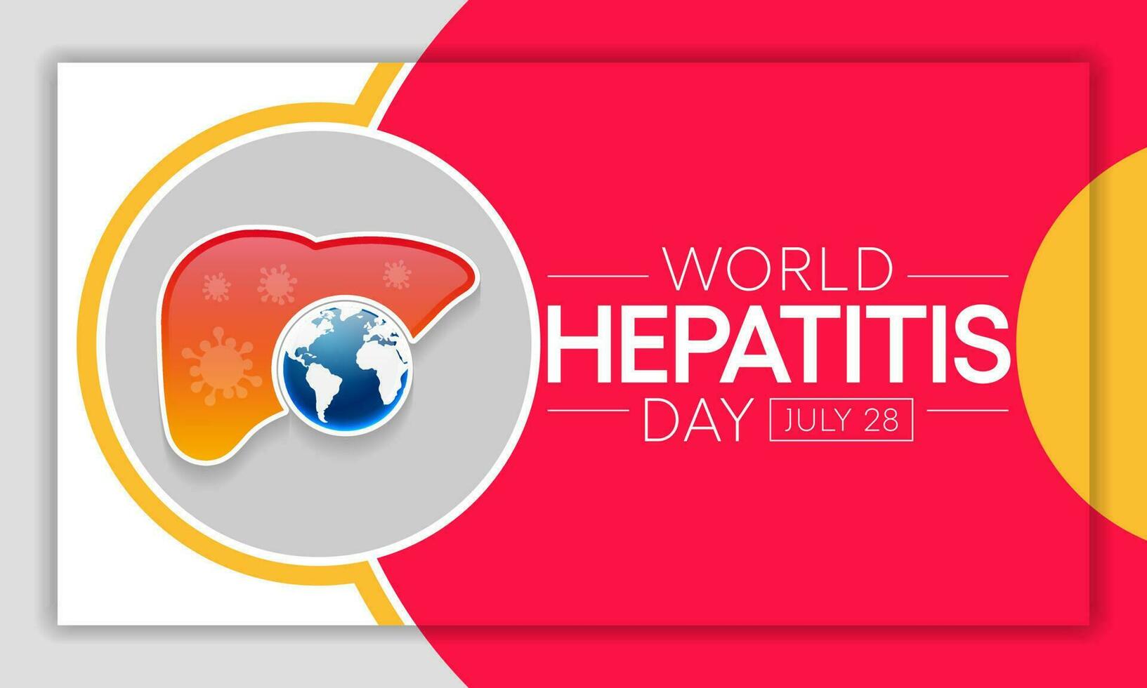 World Hepatitis day is observed every year on July 28, When the liver is inflamed or damaged, its function can be affected and certain medical conditions can cause hepatitis. Vector illustration