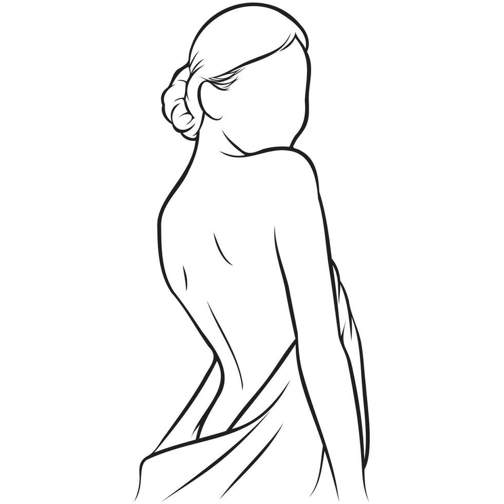 Woman on Beauty Salon Line Drawing. vector