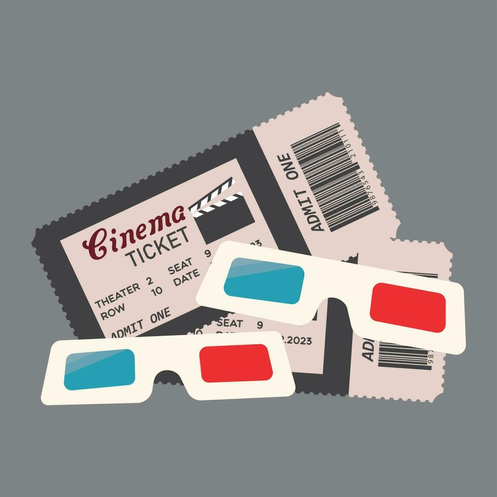 película Entradas y 3d lentes icono vector ilustración símbolo