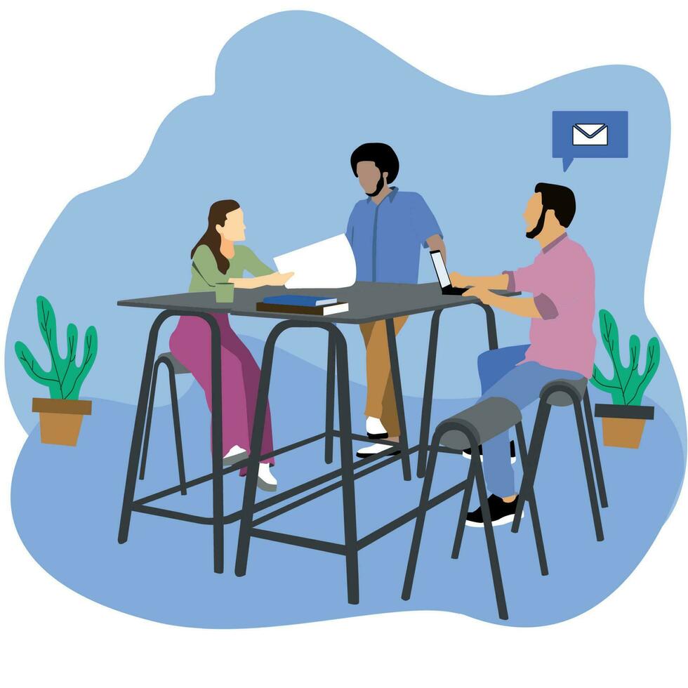 Office Workmates sharing ideas vector