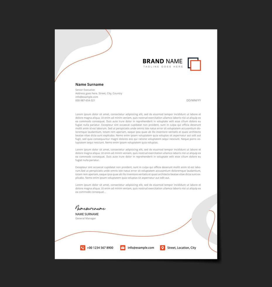 Modern creative red line letterhead design template vector