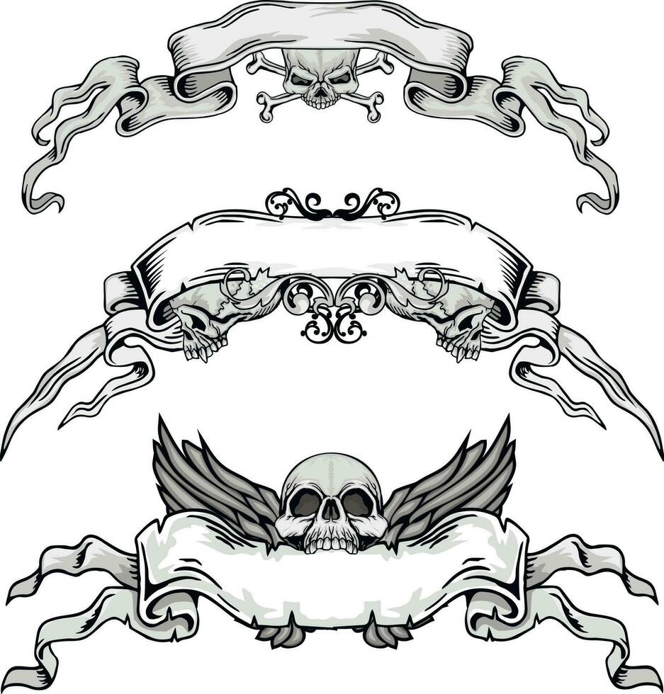 gothic, vintage banners with skull vector