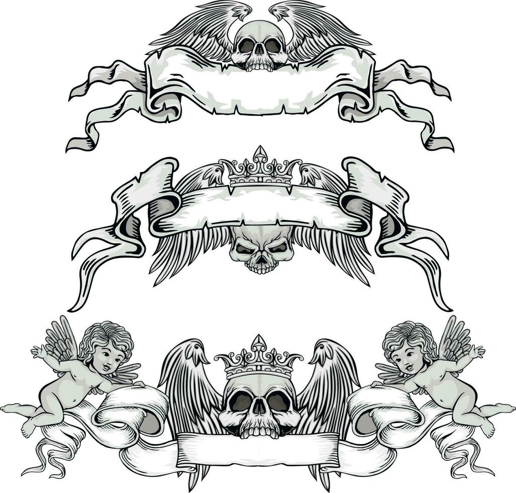gothic, vintage banners with skull vector