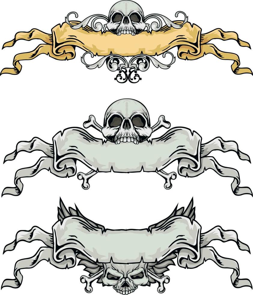 gothic, vintage banners with skull vector