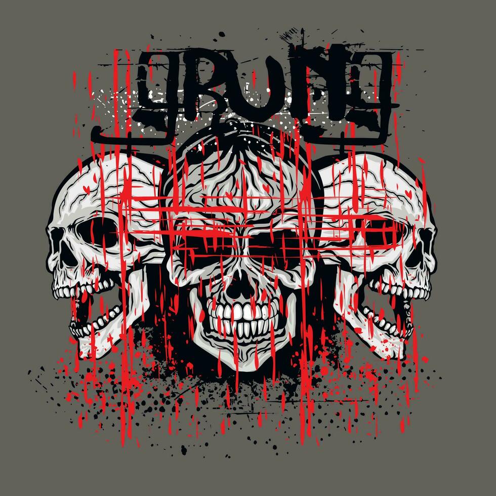 Gothic sign with skull, grunge vintage design t shirts vector