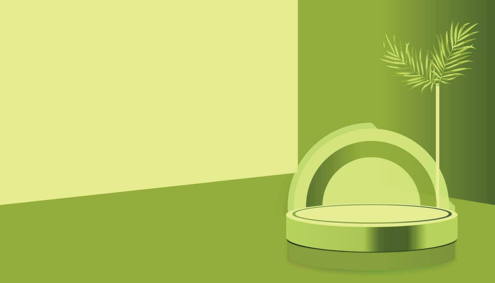 Empty podium with tropical plants to display your product summer scene with sunlight 3d pedestal for your business mockup sale banner vector illustration