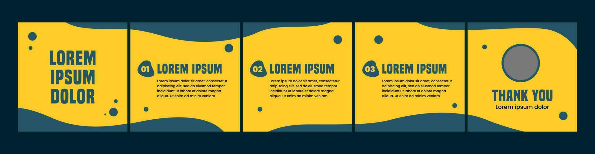 carousel or microblog template for social media posts. yellow and dark blue theme social media template vector