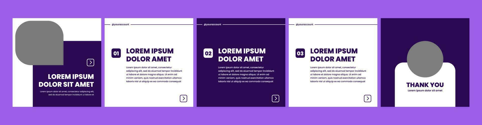 carousel or microblog template for social media posts. social media template with purple and white theme vector
