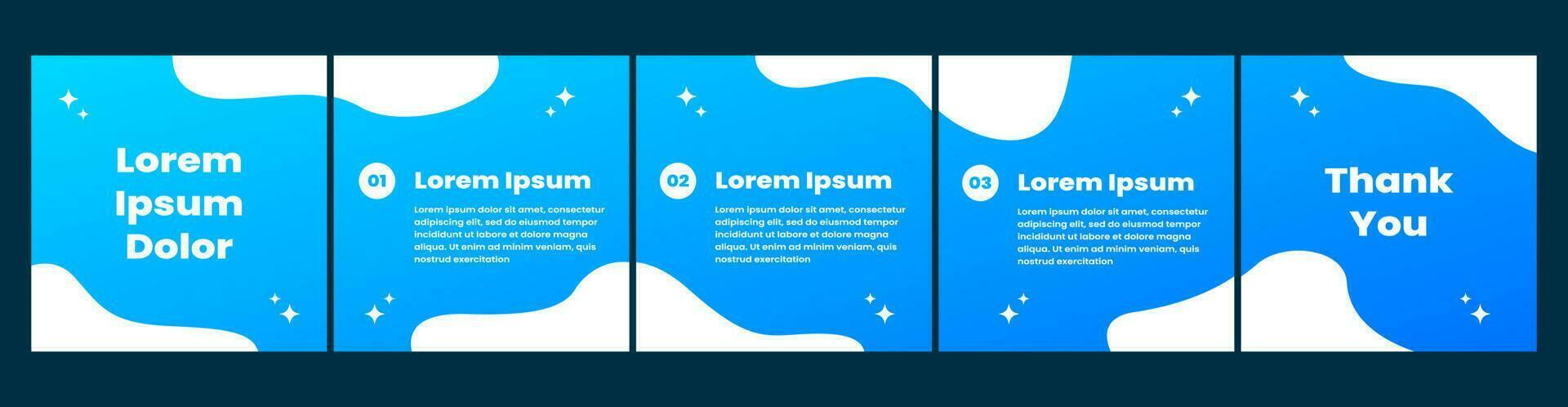 carousel or microblog template for social media posts. blue gradient theme social media template vector