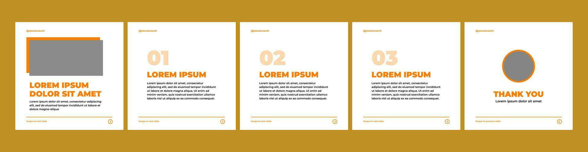 carousel template for social media post. orange theme social media template vector