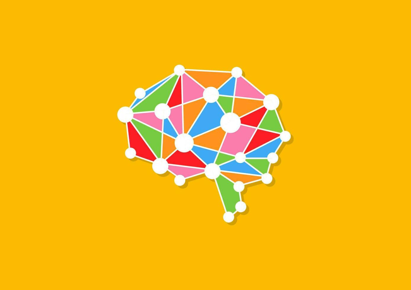 creativo y idea concepto. vistoso cerebro en un amarillo antecedentes o bandera para diseño. conocimiento y educación. vector