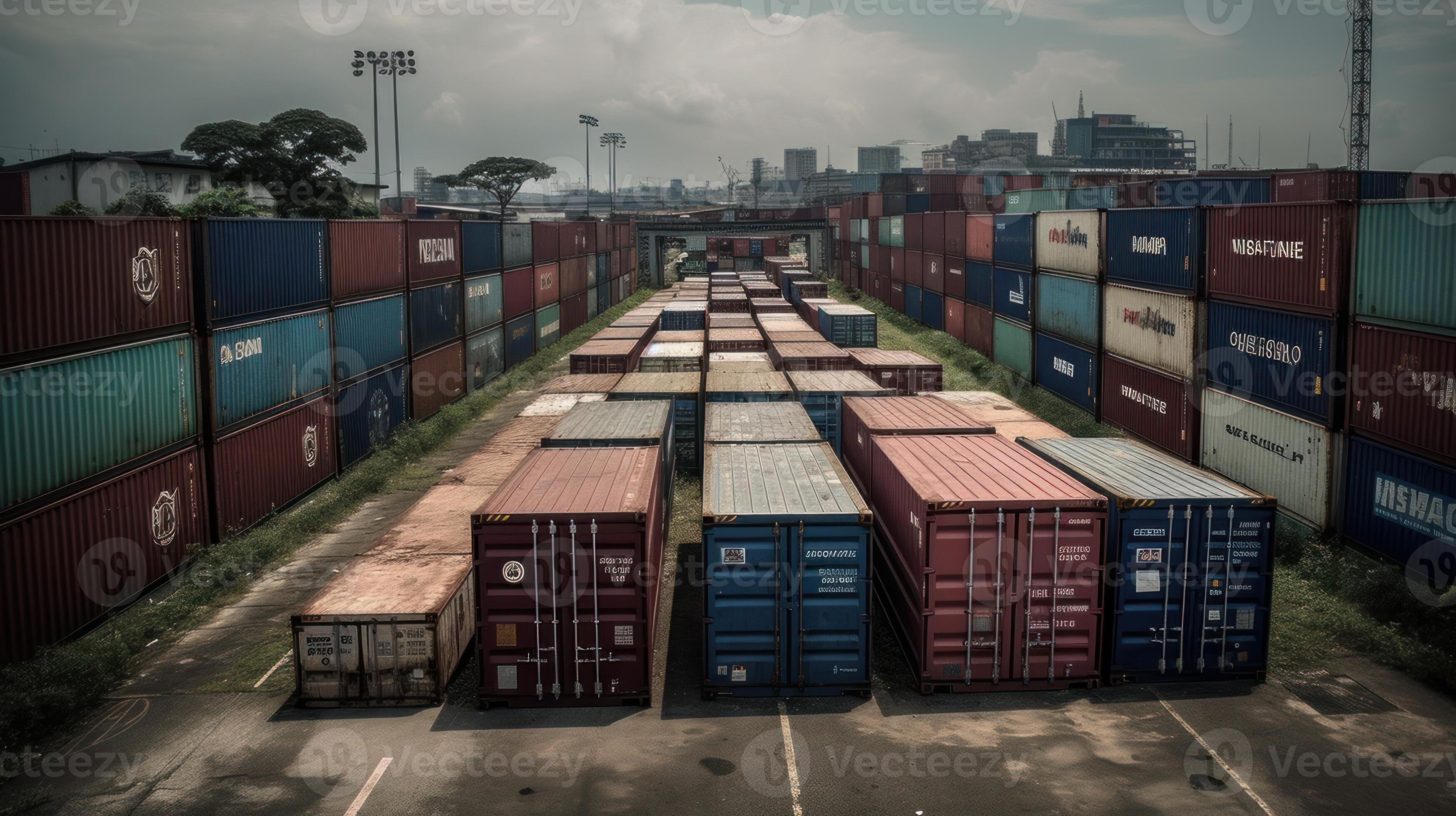 Container yard storage import export 24138365 Stock Photo at Vecteezy