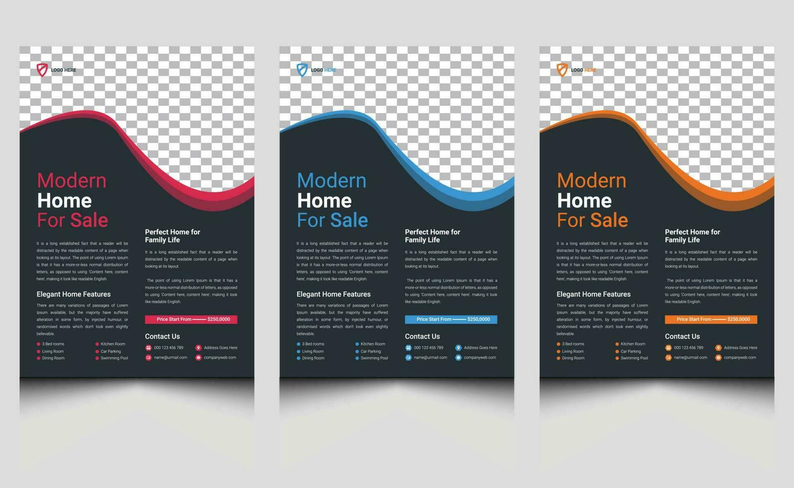 Luxury clean creative modern corporate professional abstract real estate home sale property flyer template design. vector