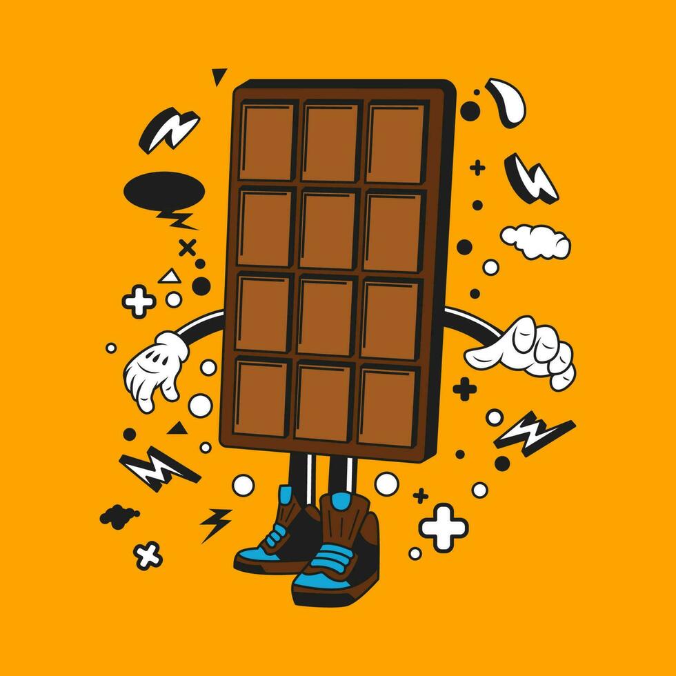 Chocolate Candy Cartoon Character Sticker Vector Stock Illustration