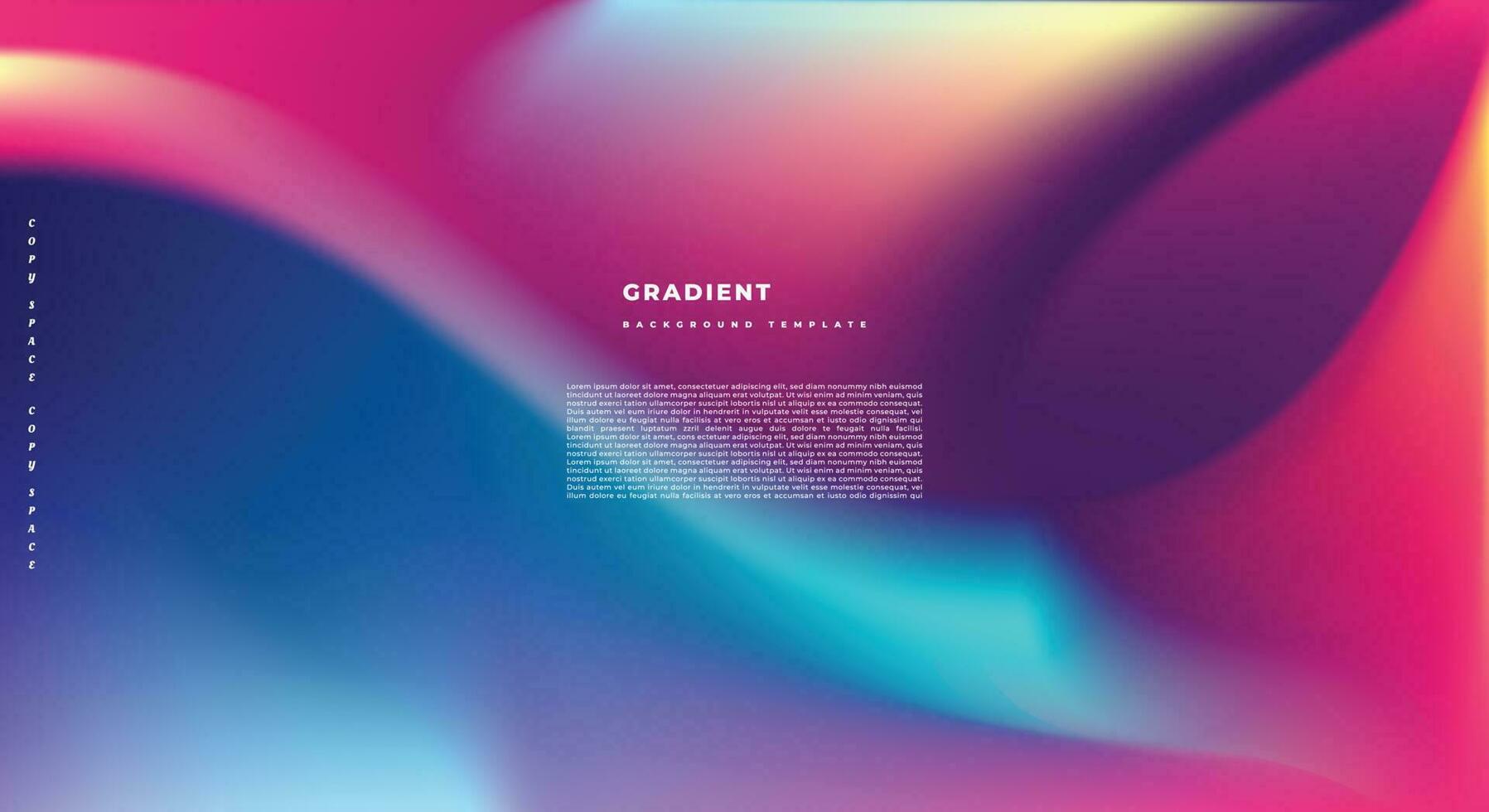 Colorful gradient mesh background template copy space. Abstract and fluid colour backdrop design for poster, banner, landing page, leaflet, pamphlet, cover, or booklet. vector
