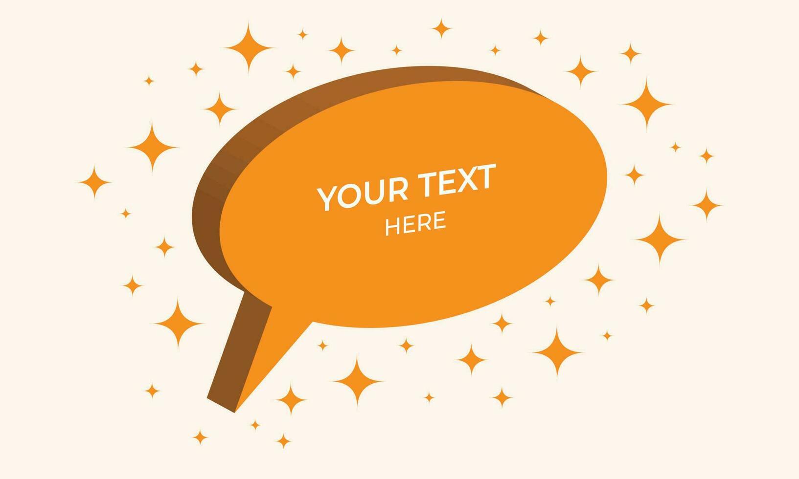 Isometric orange text bubble template for speech, dialogue, text, or naration related copy space. vector