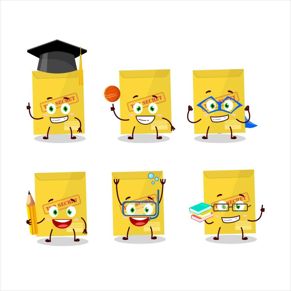 School student of secret document cartoon character with various expressions vector