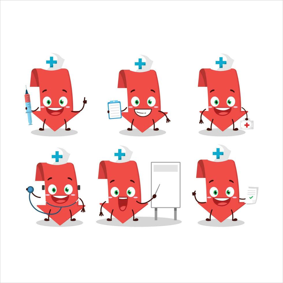 Doctor profession emoticon with arrow down cartoon character vector