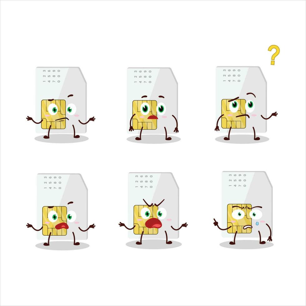 Cartoon character of sim card with what expression vector