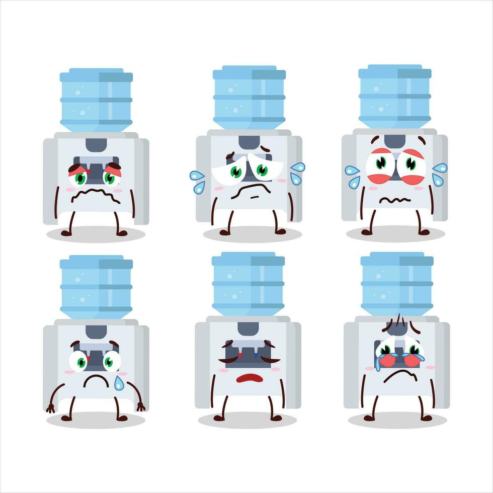 Water cooler cartoon character with sad expression vector