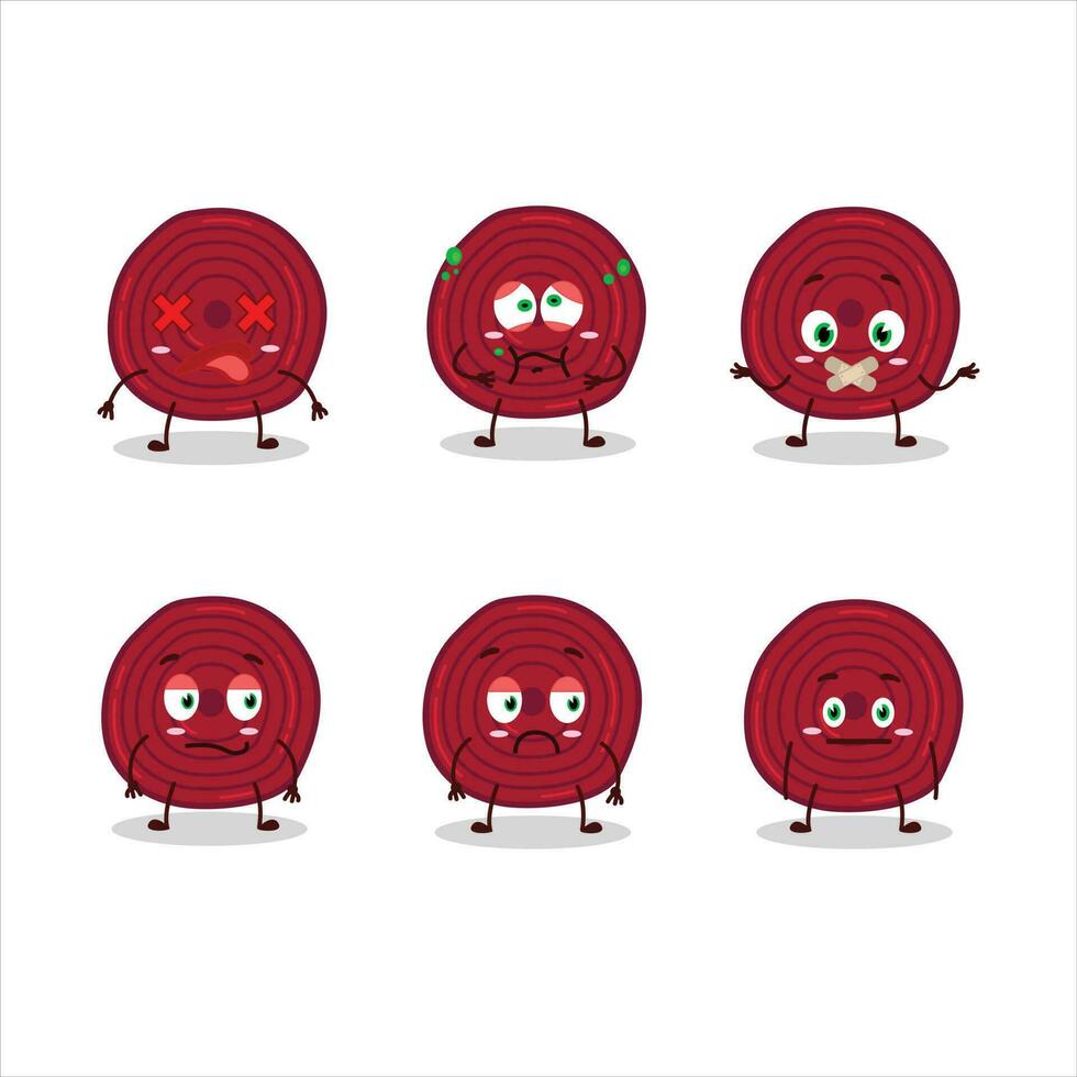 Slice of beet root cartoon character with nope expression vector