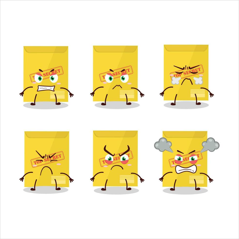 Secret document cartoon character with various angry expressions vector