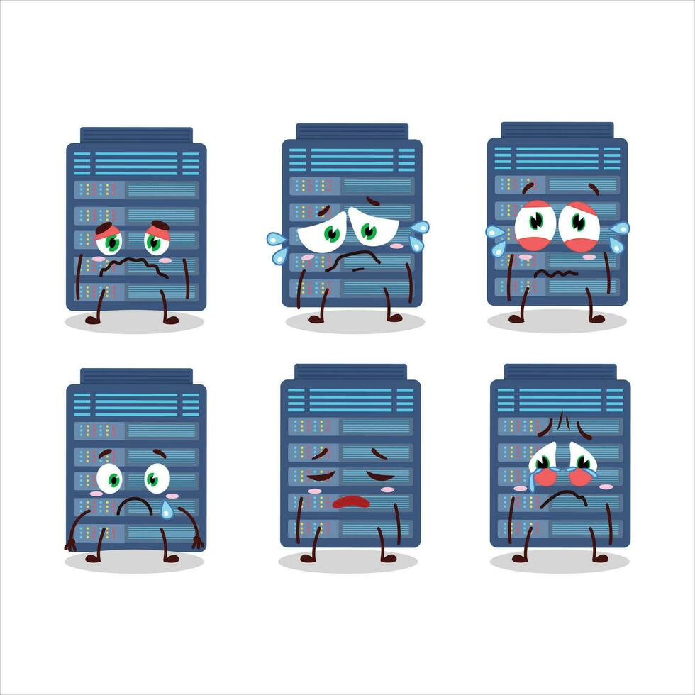 Server cloud cartoon character with sad expression vector