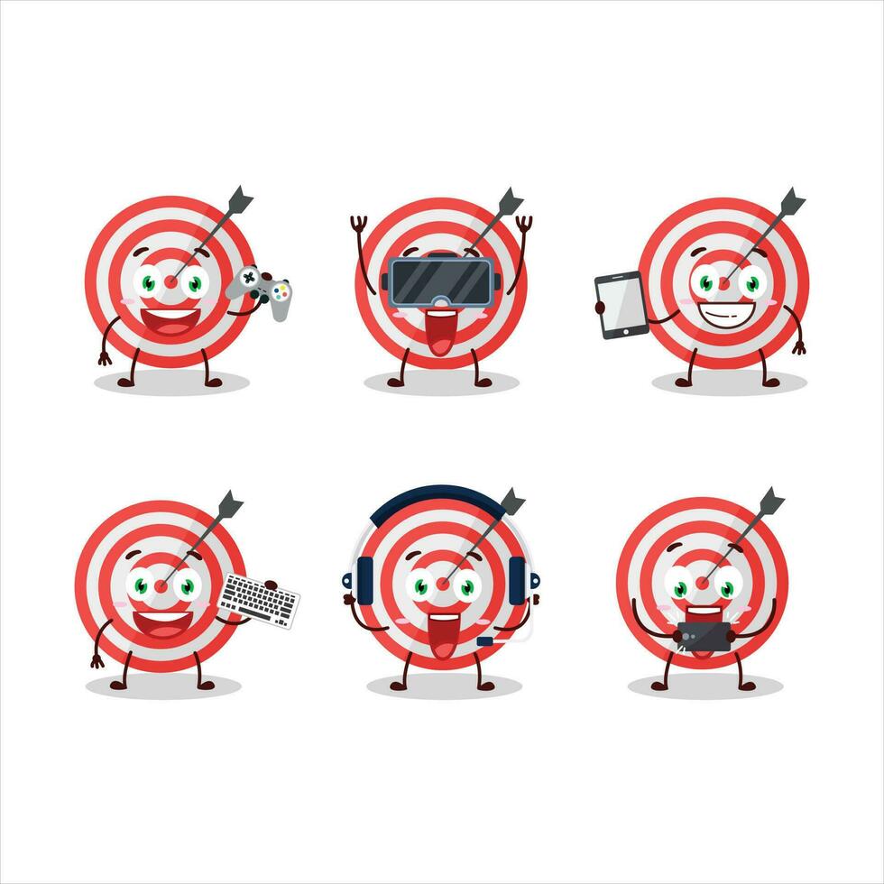 Target cartoon character are playing games with various cute emoticons vector