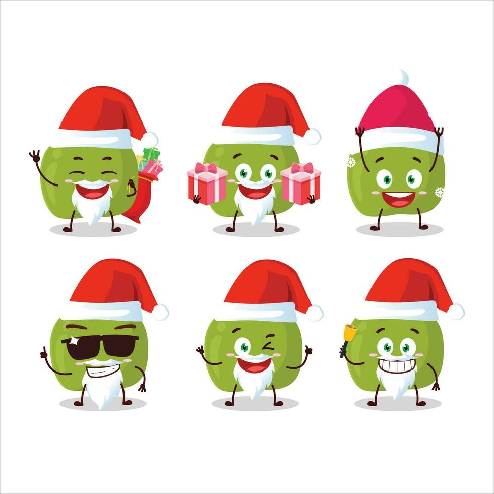 Papa Noel claus emoticones con verde manzana dibujos animados personaje vector