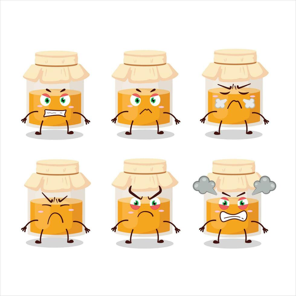 White honey jar cartoon character with various angry expressions vector