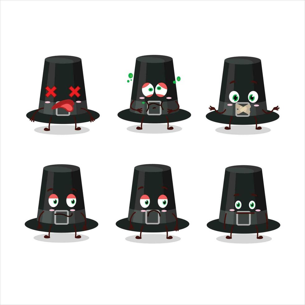Black pilgrims hat cartoon character with nope expression vector