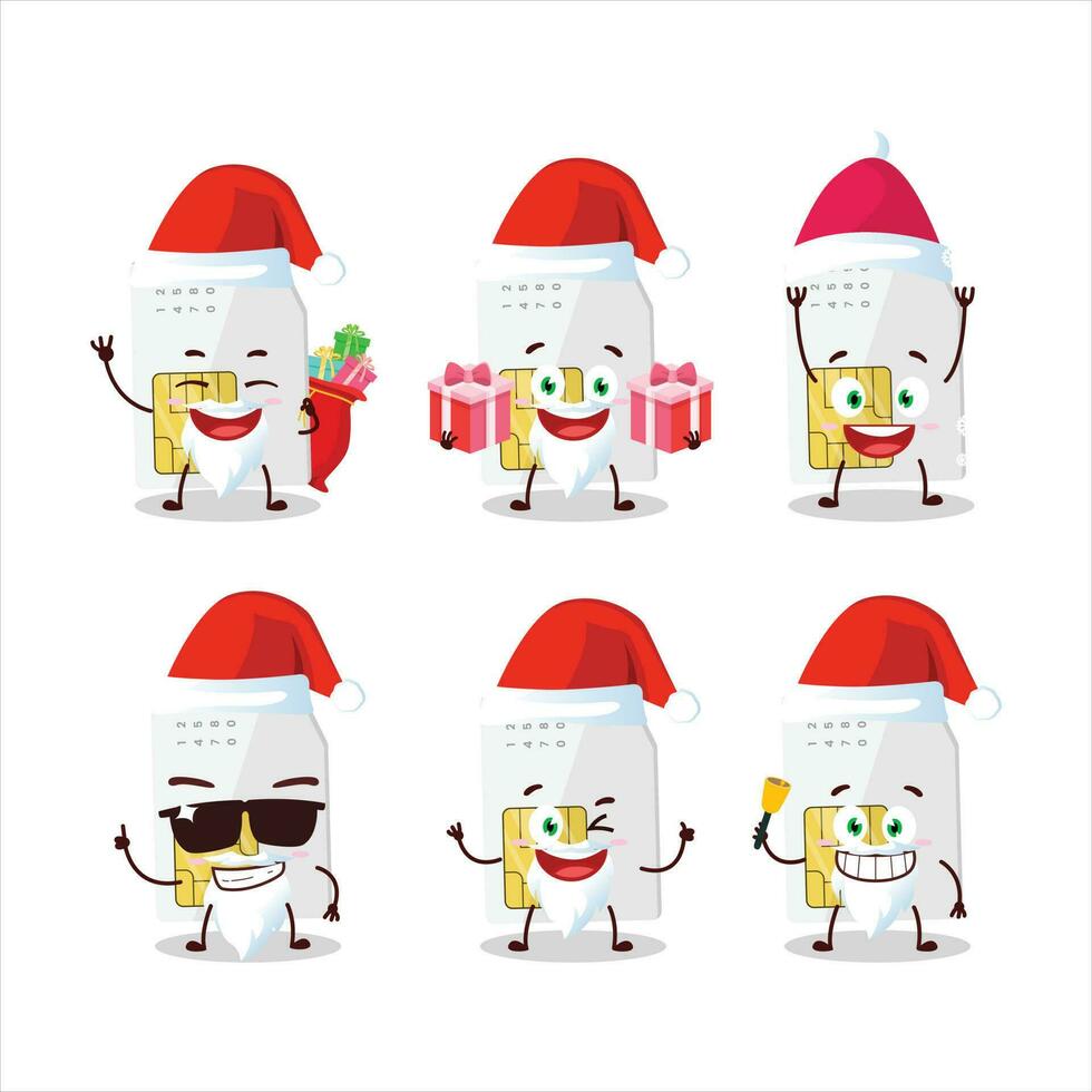 Papa Noel claus emoticones con sim tarjeta dibujos animados personaje vector