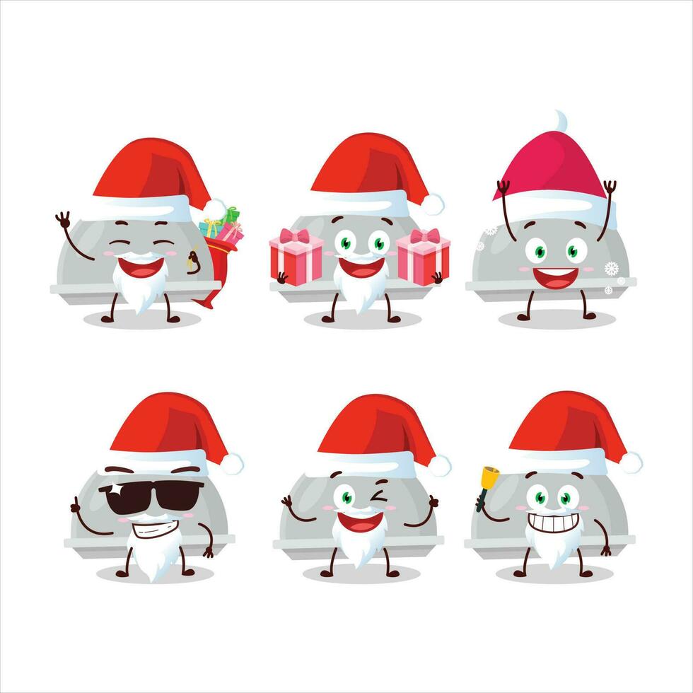 Santa Claus emoticons with silver cloche cartoon character vector