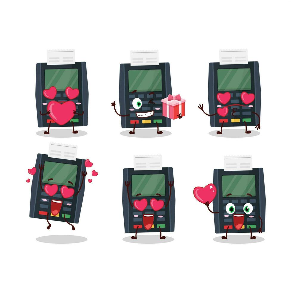 Terminal bank card cartoon character with love cute emoticon vector