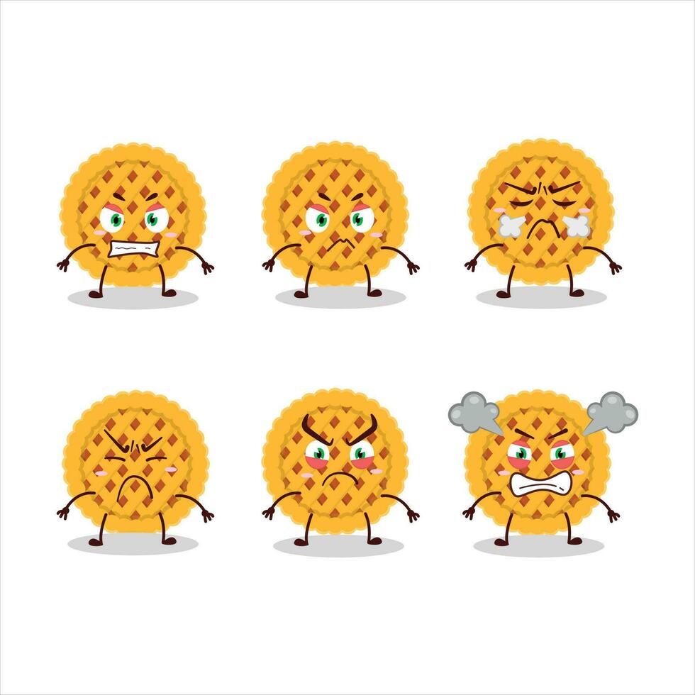 Pumpkin pie cartoon character with various angry expressions vector