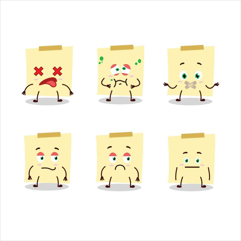 Pale yellow sticky notes cartoon character with nope expression vector