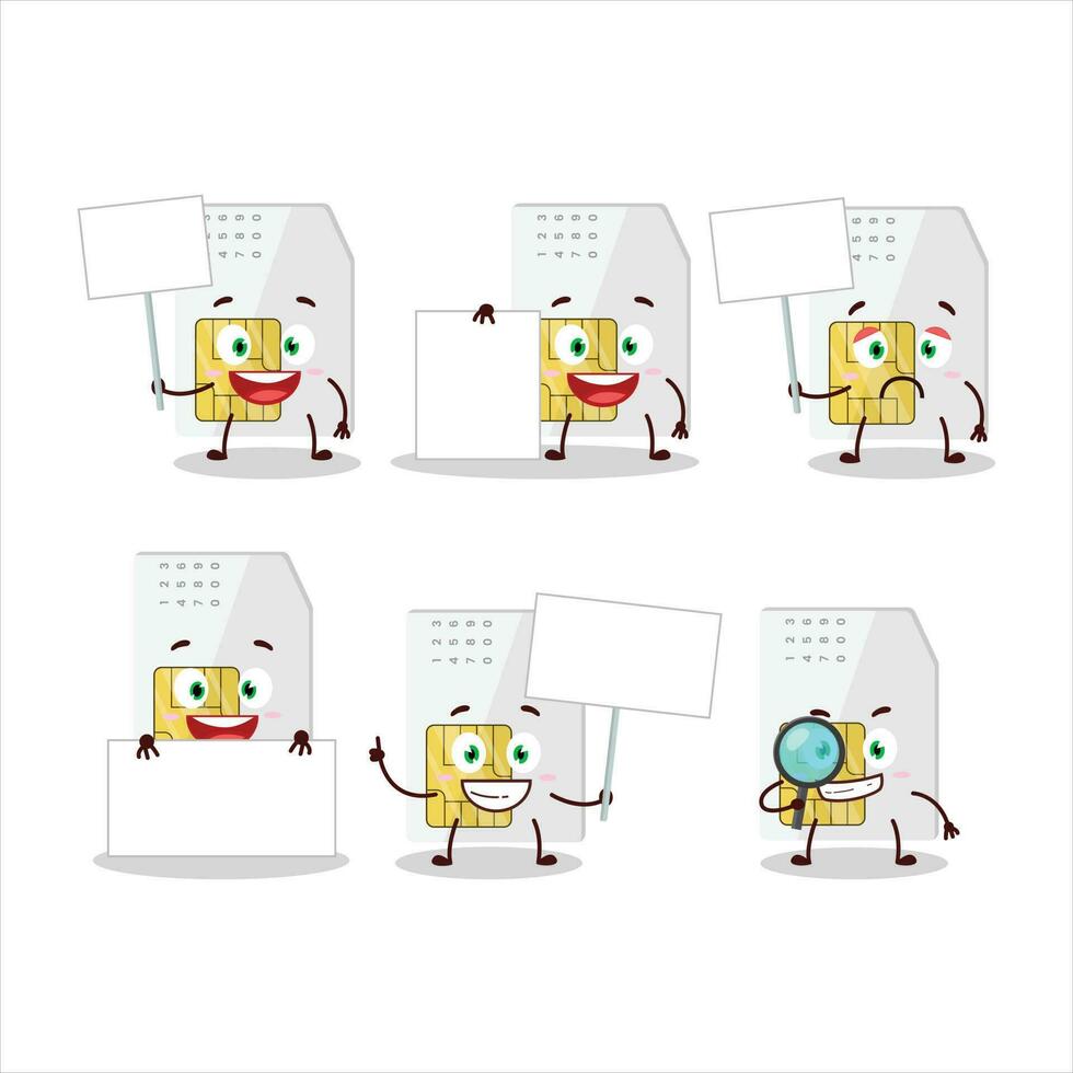 Sim card cartoon character bring information board vector